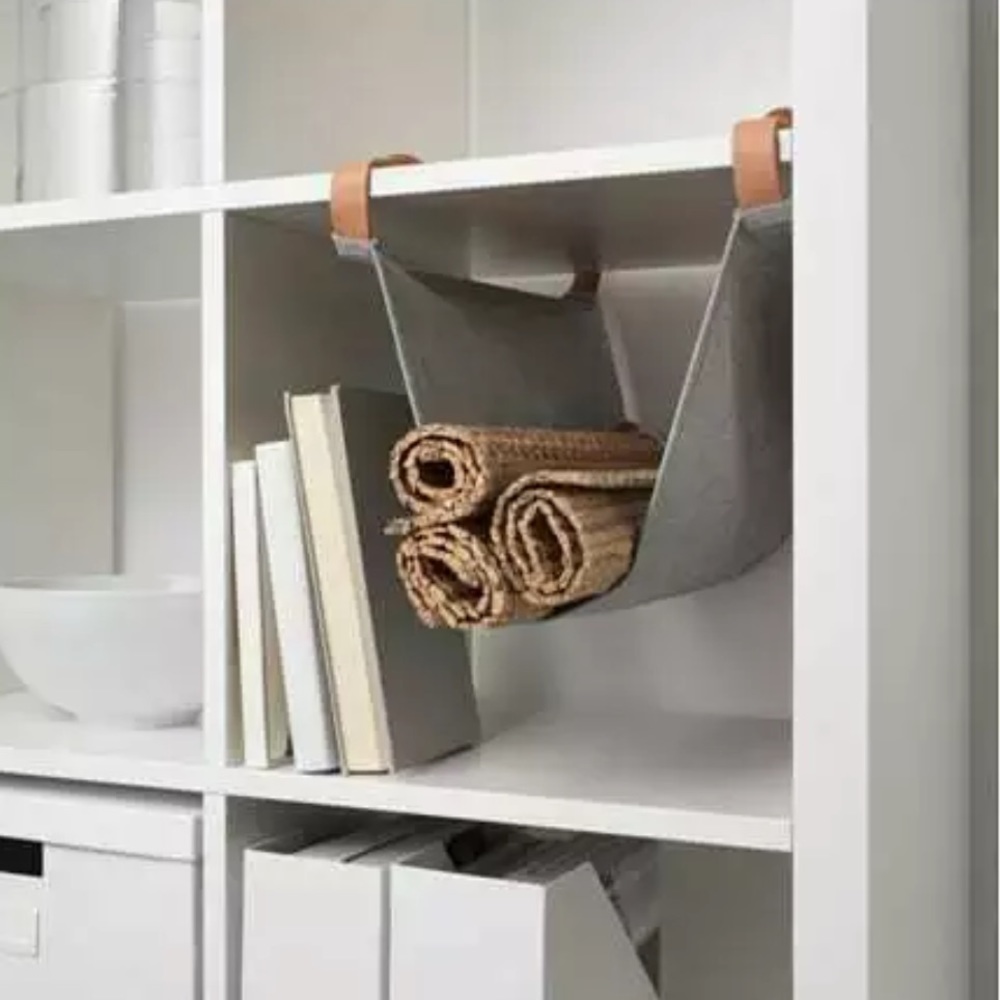 IKEA Kallax Hanging Organizer Gray with Leather